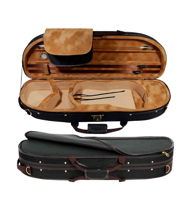 bdef83cd-d435-4705-9841-852bc0cf05ae Estojo Case Térmico Meia Lua Luxo Violino 4/4 Bege