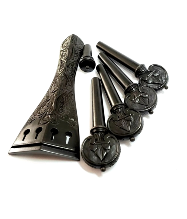 india Kit Luxo Cravelhas Estandarte P/ Violino - Entalhado Ébano