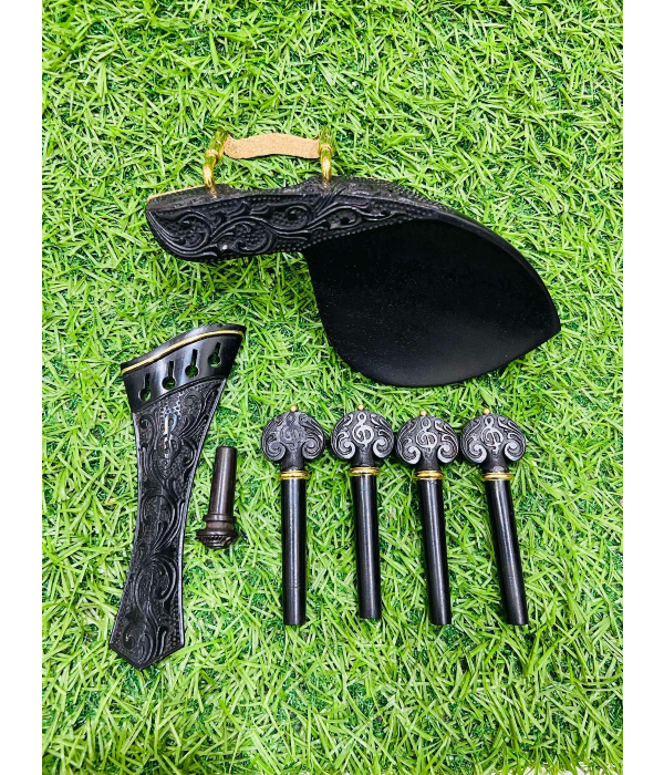 Kit Montagem Violino Ébano Harp Heart Gold Esculpido