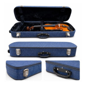 Estojo Case Violino Retangular Jeans 4/4 Cabe Hinario 5 Ccb