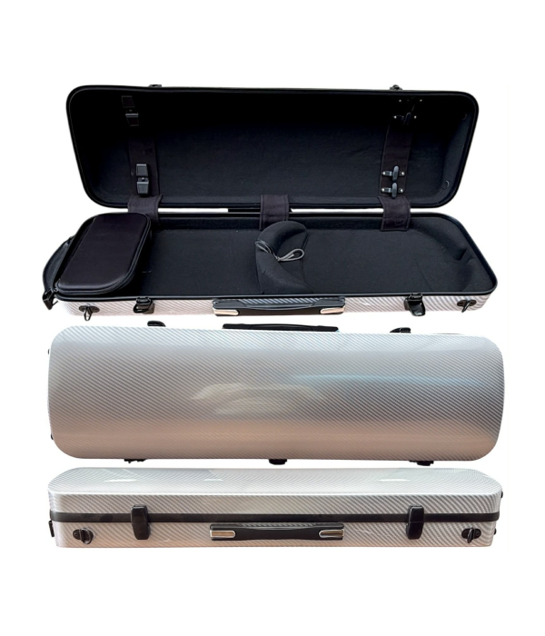 1 Estojo Retangular Para Violino 4/4 Fibra Carbono - Silver