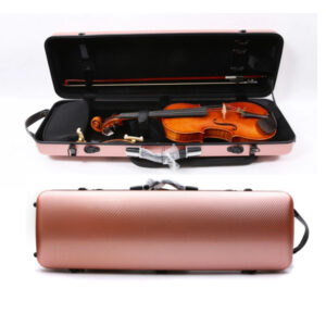 Sem título Estojo Violino Retangular Fibra De Carbono Cor Rosê Com Bag